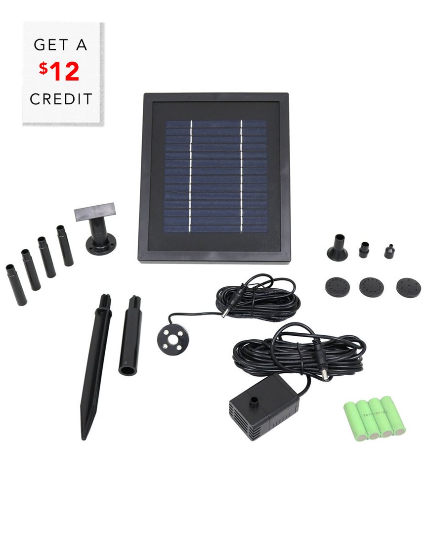 Sunnydaze Outdoor Solar Powered Water Pump And Panel Bird Bath Fountain Kit With Battery Pack And Led Lights - In Black