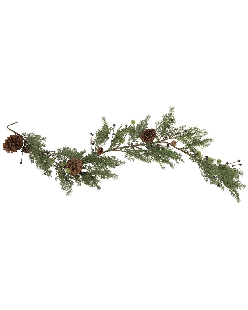 Northern Lights Northlight 5ft X 10in Pine And Blueberry Christmas Garland With Pinecones Unlit In Green
