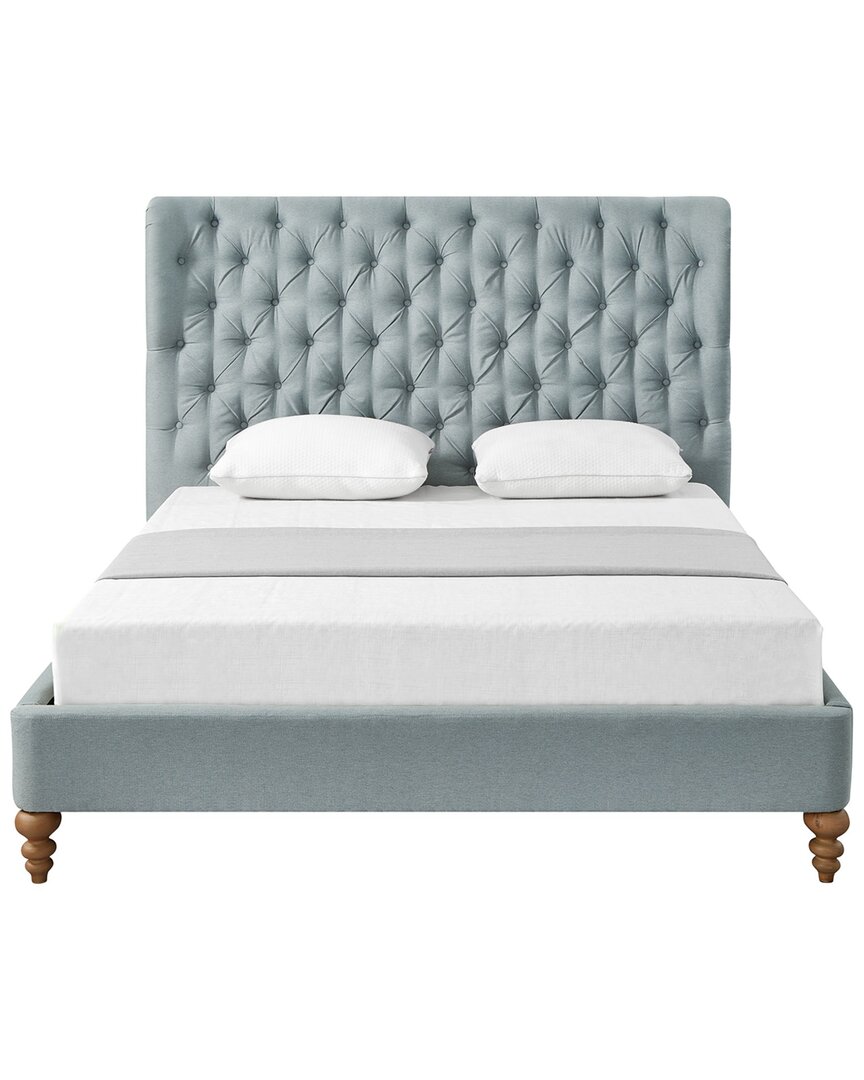 Shabby Chic Kelsie Bed Button Tufted Headboard In Blue