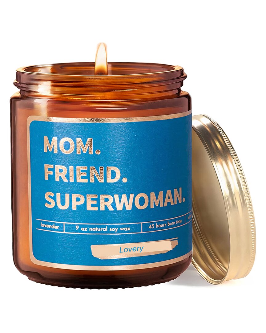 Shop Lovery Mother's Day Lavender Scented Soy Wax Candle Mom, Friend, Superwoman In Brown