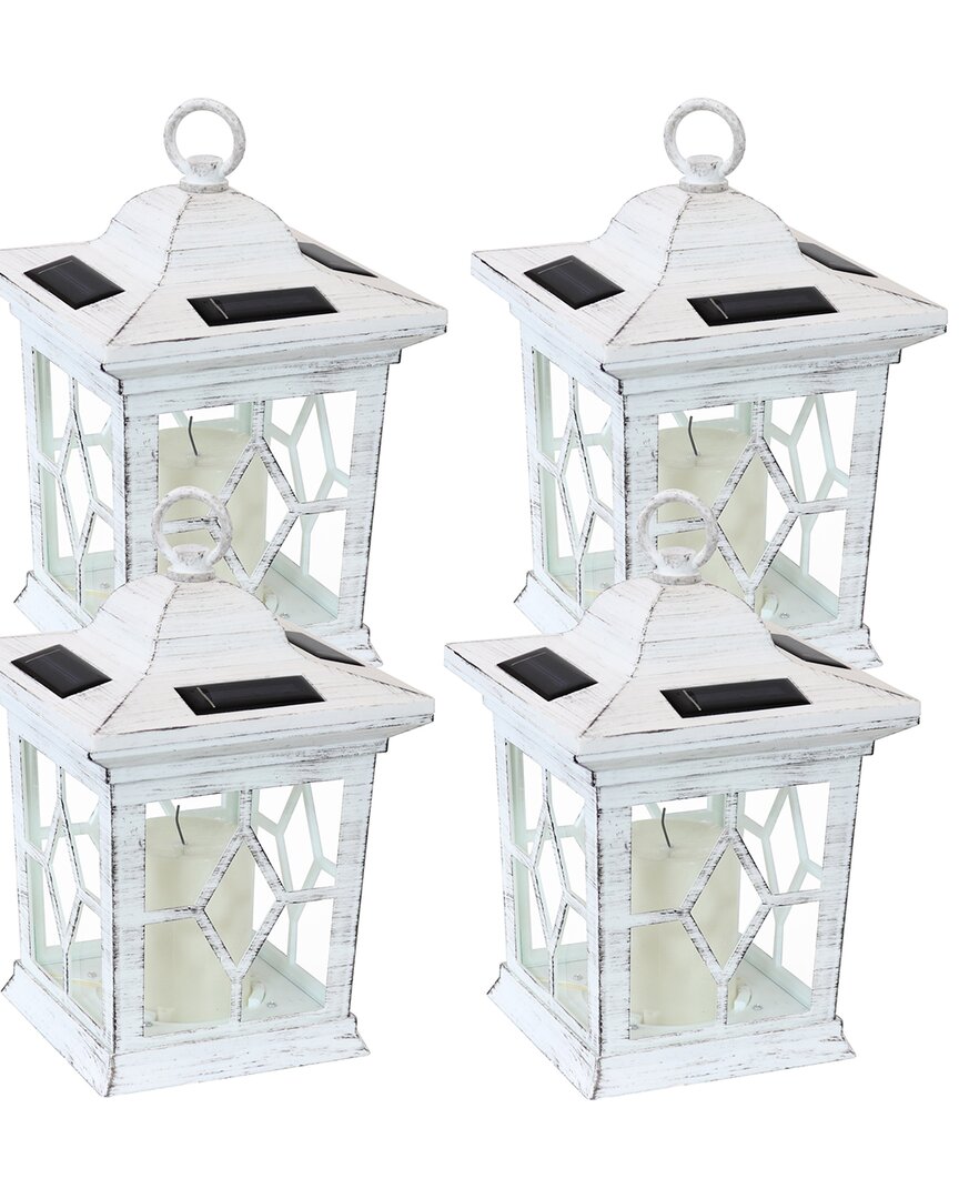 Sunnydaze White Lucien Outdoor Solar Led Candle Lanterns (set Of 4)