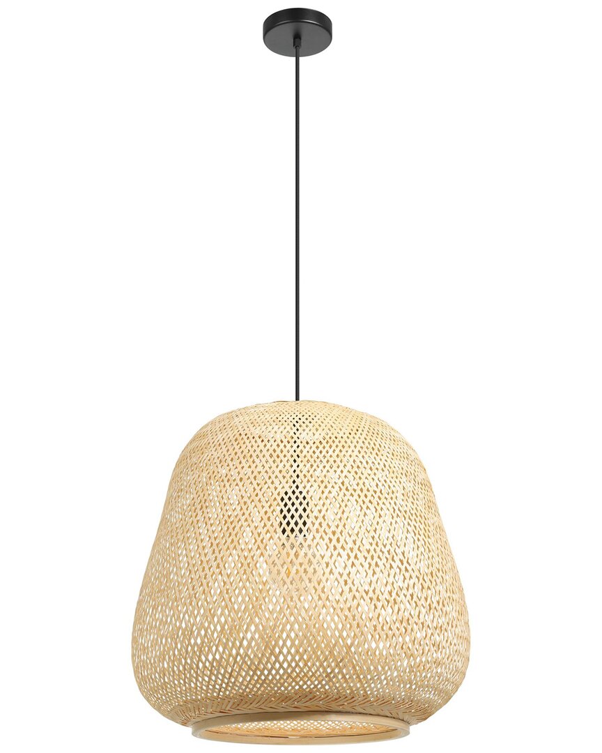 Eglo Dembleby 1 Light Pendant With Black Finish & Natu