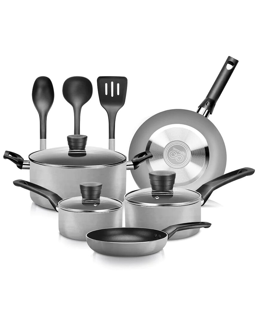 Serenelife 11pc Grey Cookware Set