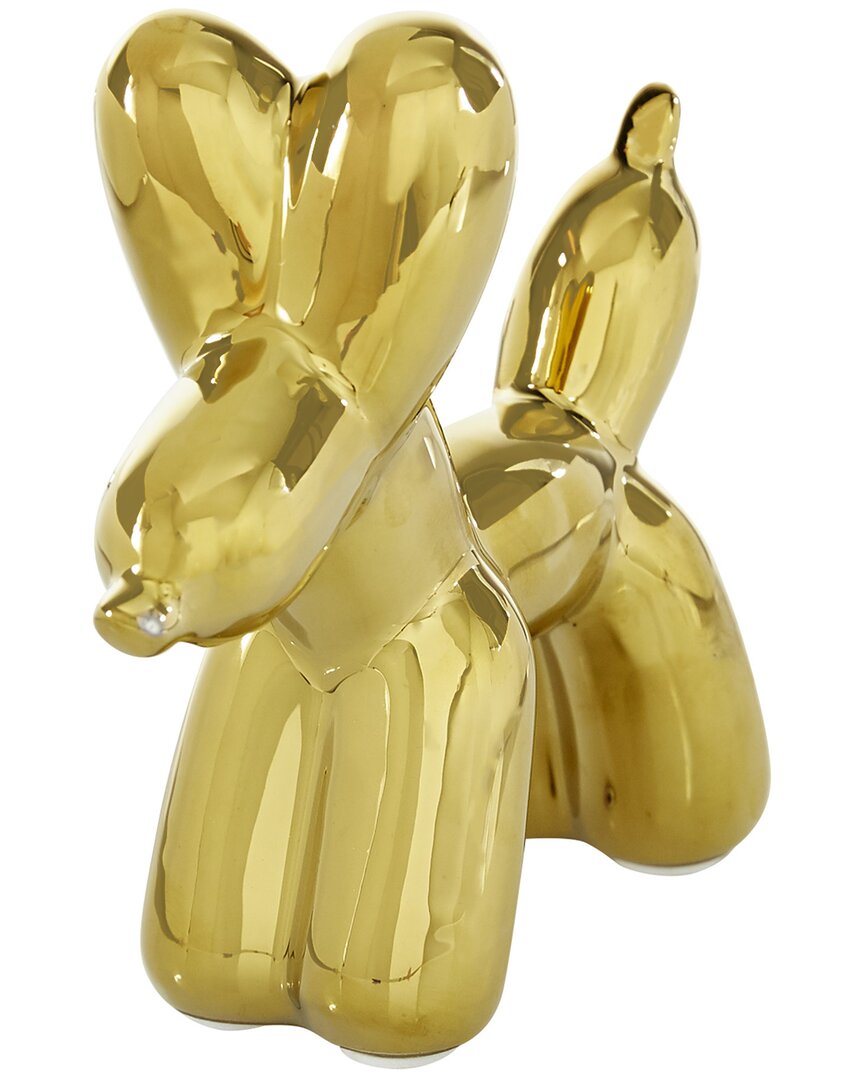 Cosmoliving By Cosmopolitan Glam Dog Ceramic  Sculpture In Gold