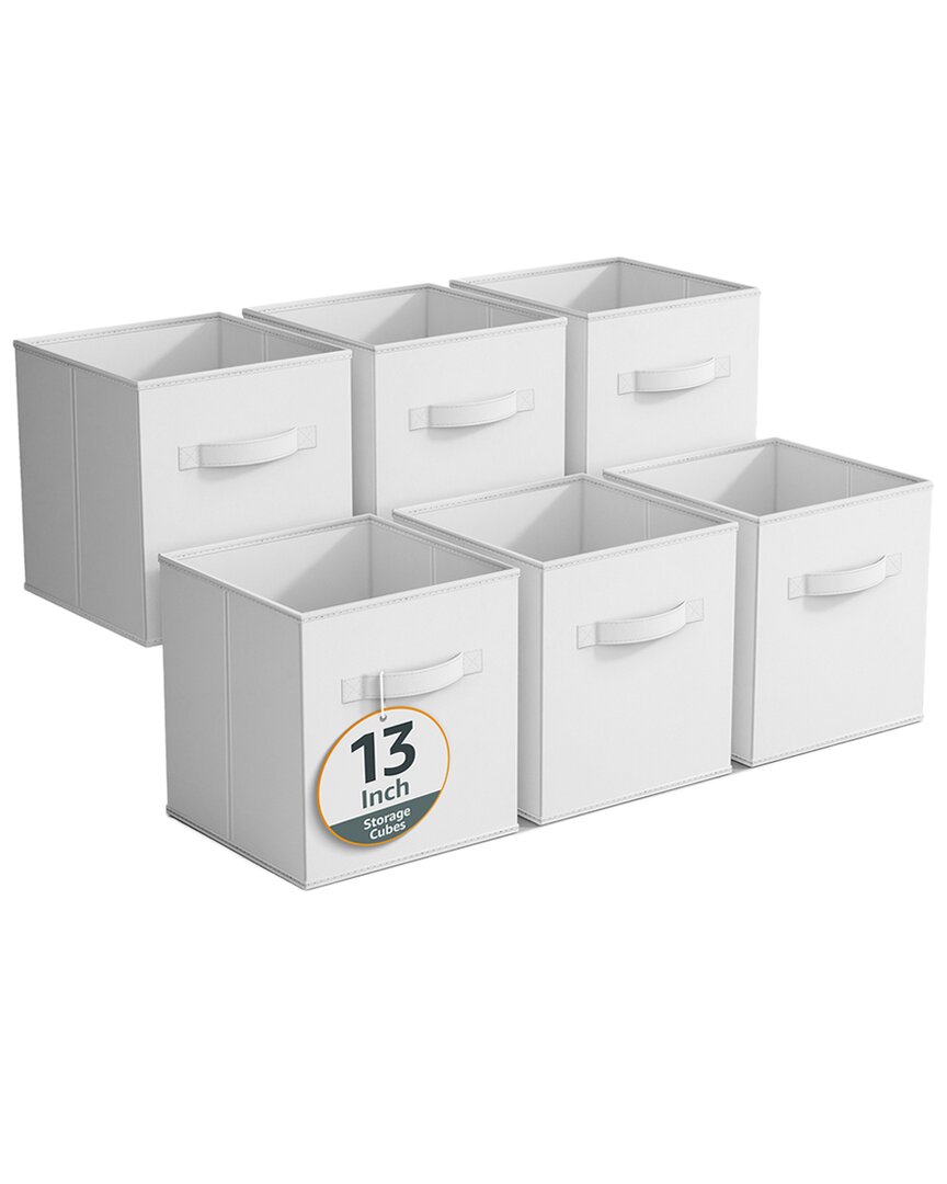 Sorbus Pack Of Six 13in Large Storage Bins In White