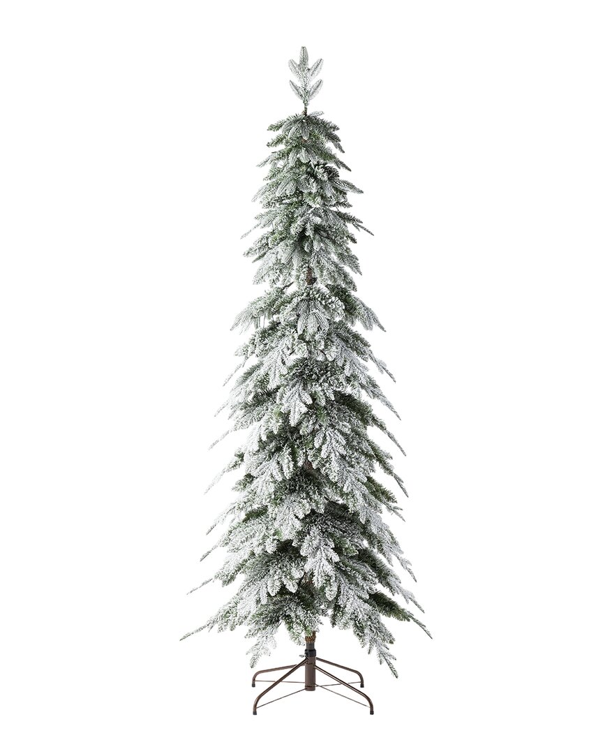 Glitzhome 7.5ft Pre-lit Flocked Pencil Spruce Tree In Green