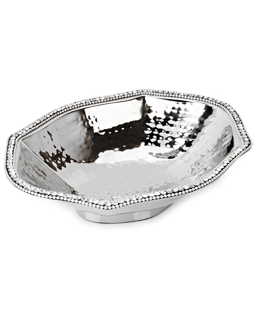 Alice Pazkus Stainless Steel Octagonal Dish With Diamonds In Silver