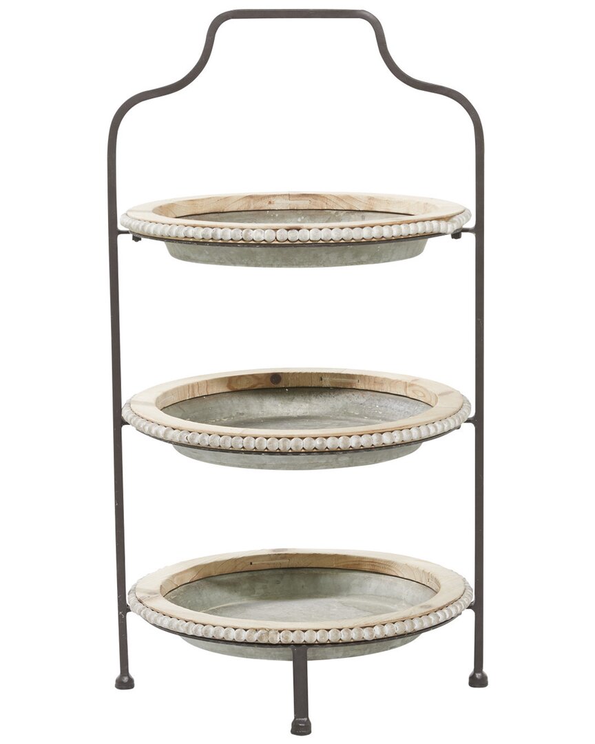 Peyton Lane Grey Farmhouse Tiered Server