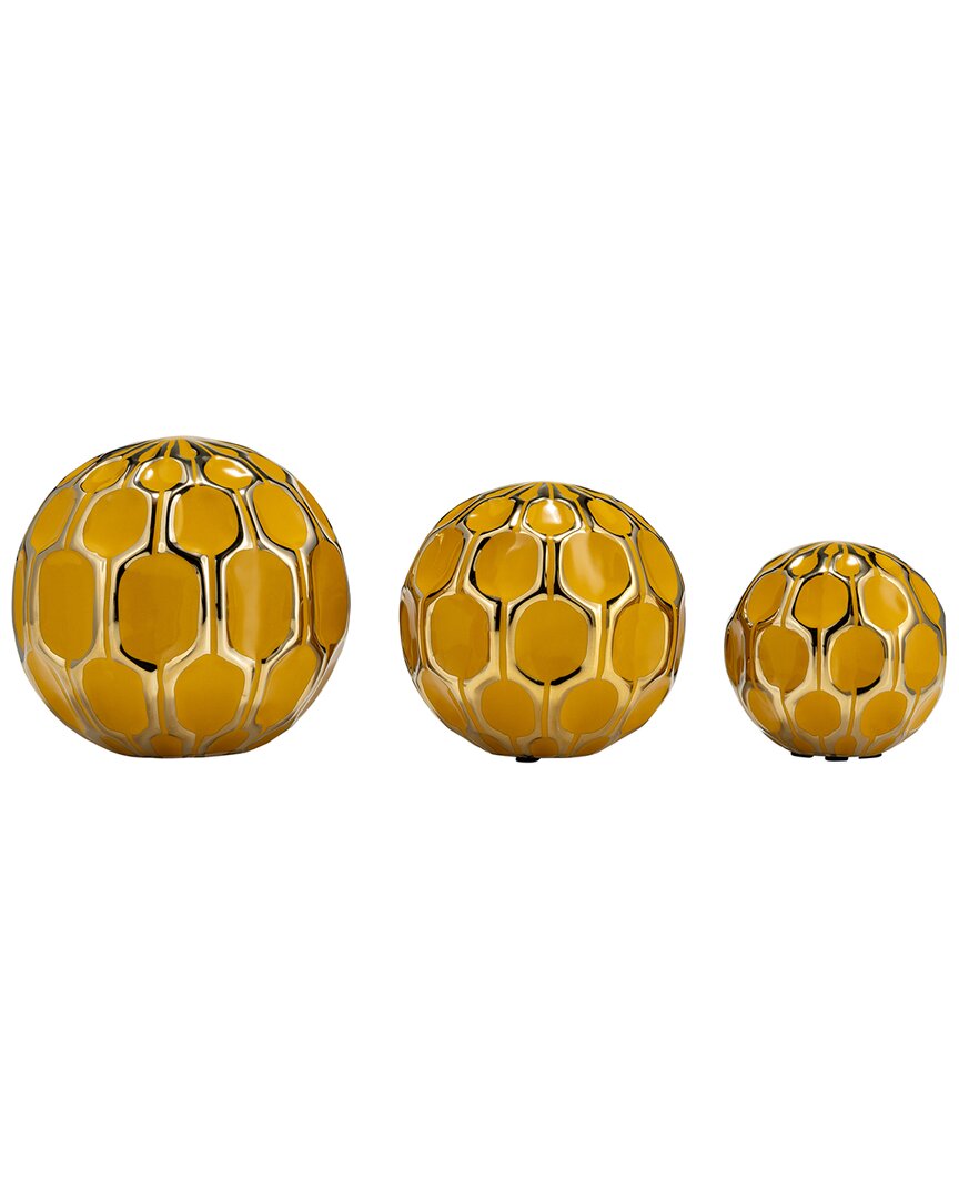Sagebrook Home Set Of 3 Decorative Orbs In Gold