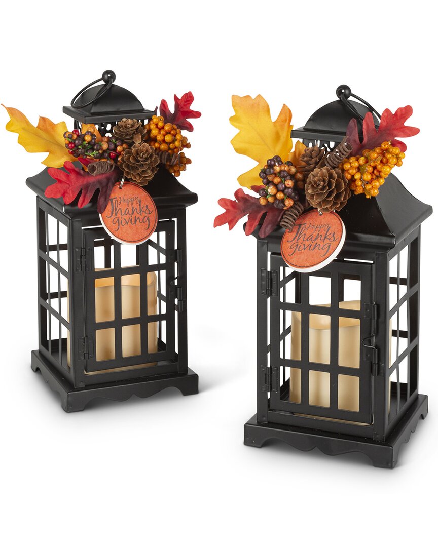 Gerson International Set Of 2 Black Metal Lanterns