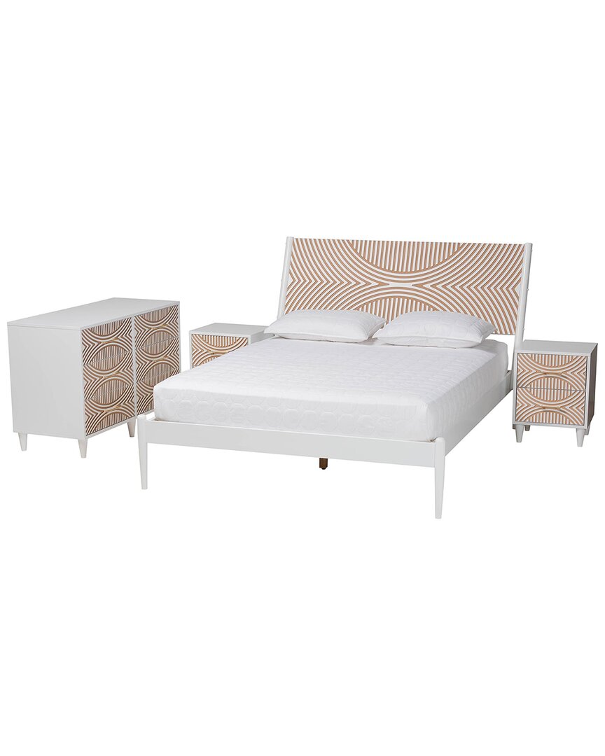Baxton Studio Louetta Carved Contrasting Queen Size 3pc Bedroom Set