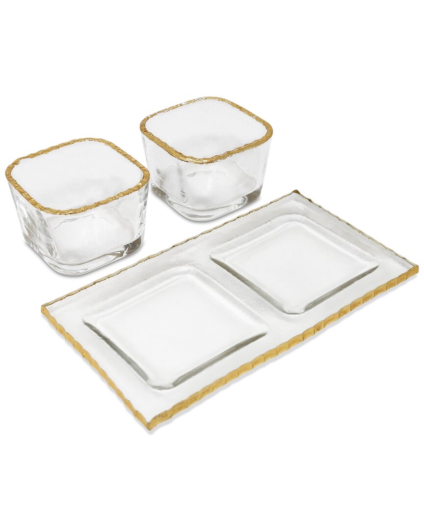 Vivience 2-bowl Relish Dish On Tray With Rim In White