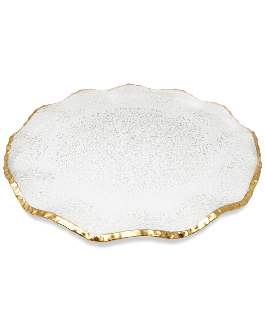 Vivience Set Of 4 Glass Chargers With Scalloped Rim