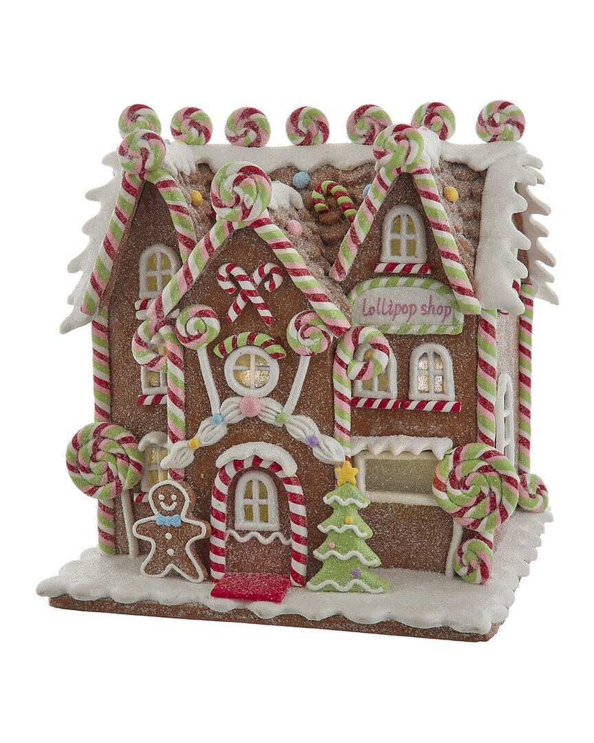 Kurt Adler 8.46-inch Battery Operated Led Lighted Gingerbread Lollipop Shop