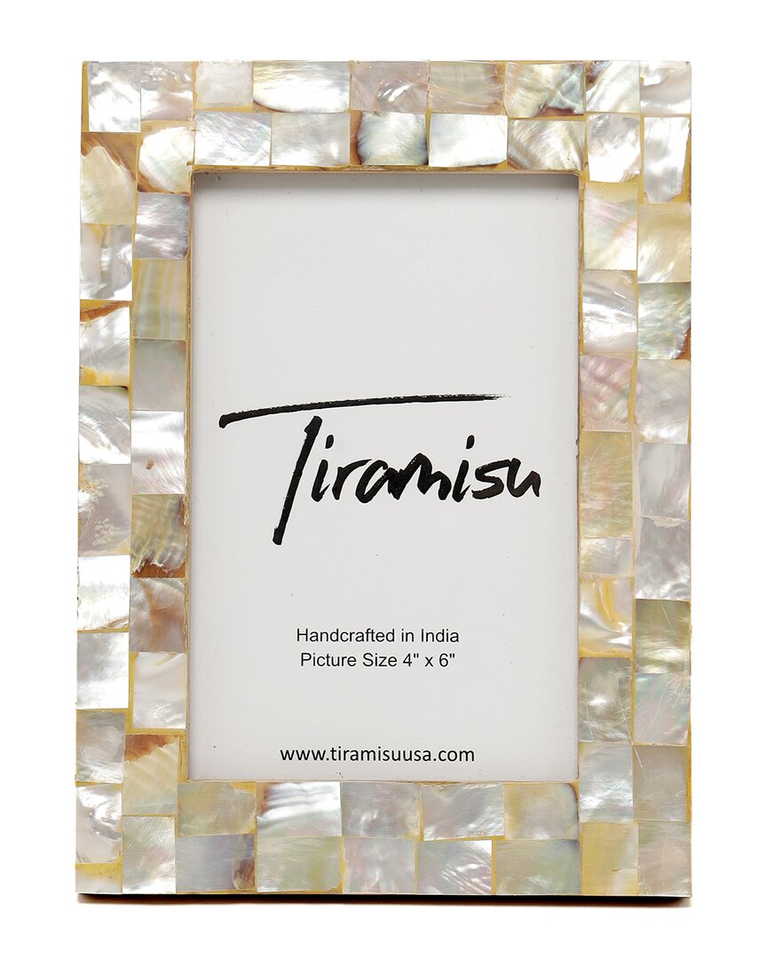 Tiramisu Mother Of Pearl Picture Frame- Herringbone Pattern In Yellow