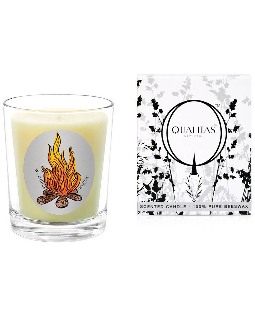Qualitas Woodfire 6.5oz Beeswax Candle In White
