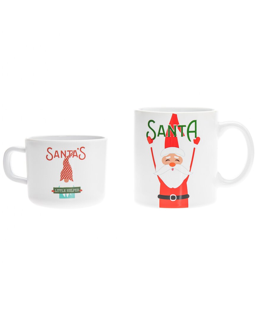 Godinger Santa Gnome Little And Big Mug Set In White