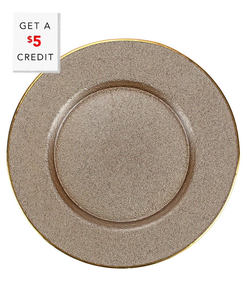 Shop Vietri Metallic Glass Fawn Service Plate/charger With $5 Credit In Taupe