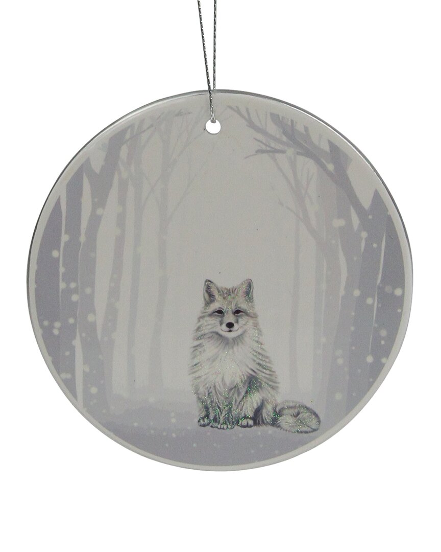 Shop Northlight 4in White And Silver Arctic Fox Porcelain Disc Christmas Ornament