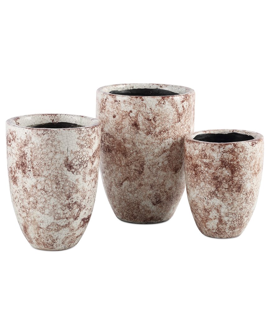 Currey & Company Set Of 3 Marne Vases In Brown