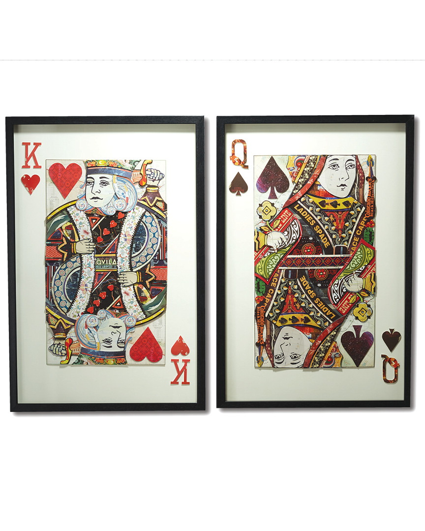 Shop Two's Company Discontinued  Set Of 2 Playing Card Paper Collage Wall Art