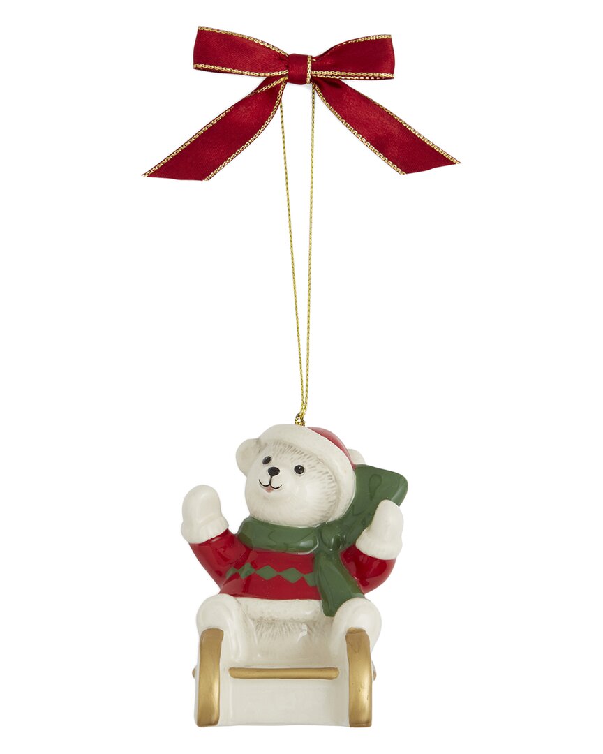 Spode Christmas Tree Teddy On A Sleigh Ornament