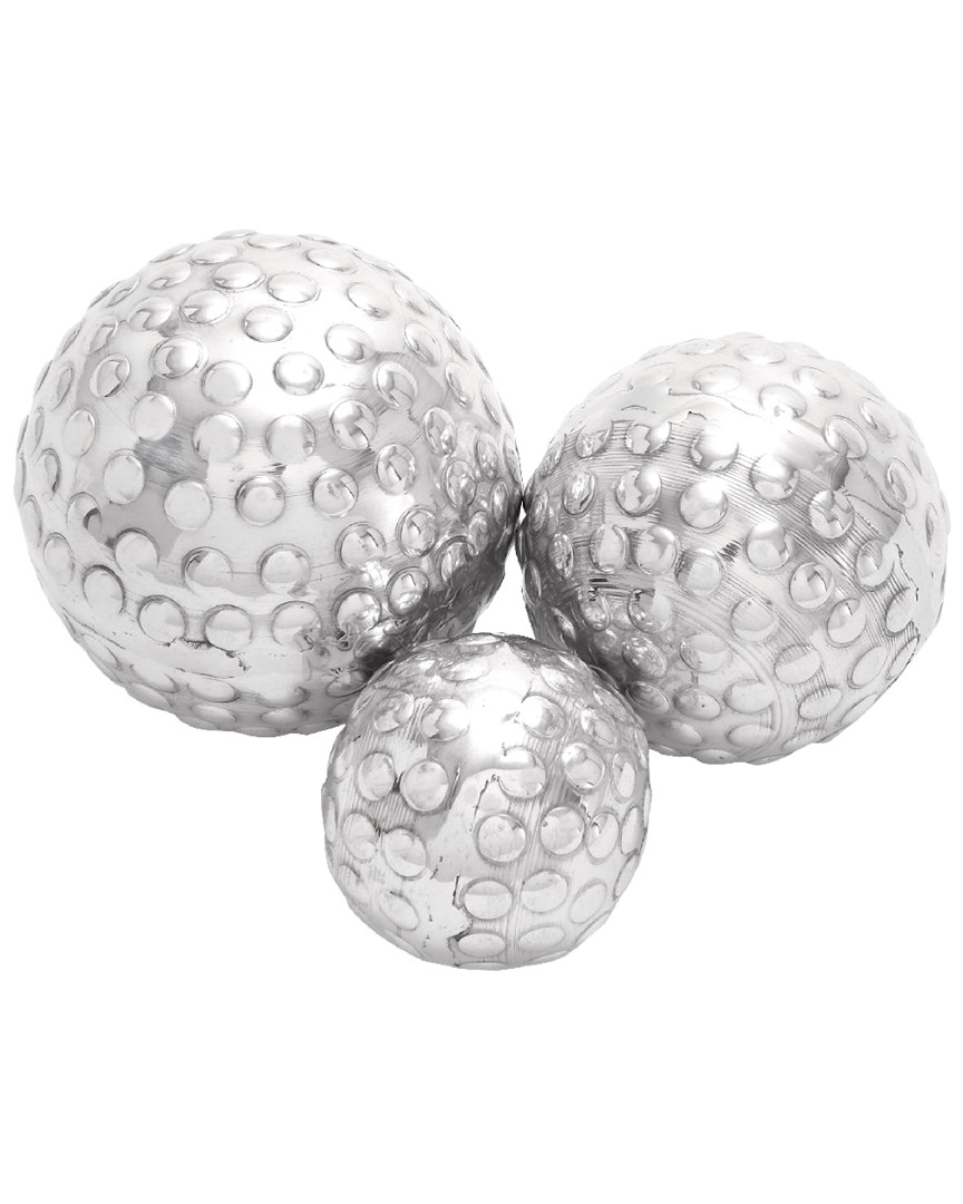 Peyton Lane Set Of 3 Silver Aluminum Decorative Balls