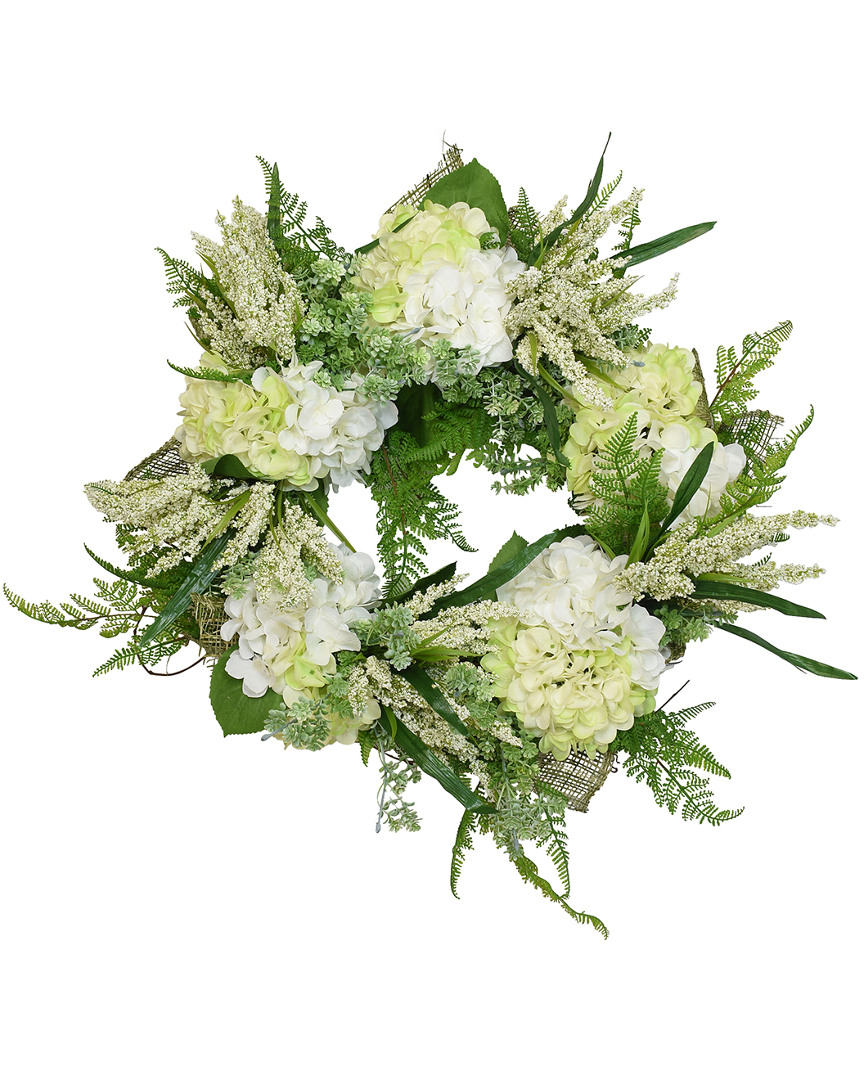 Creative Displays 30in White Hydrangea And Green Heather Wreath