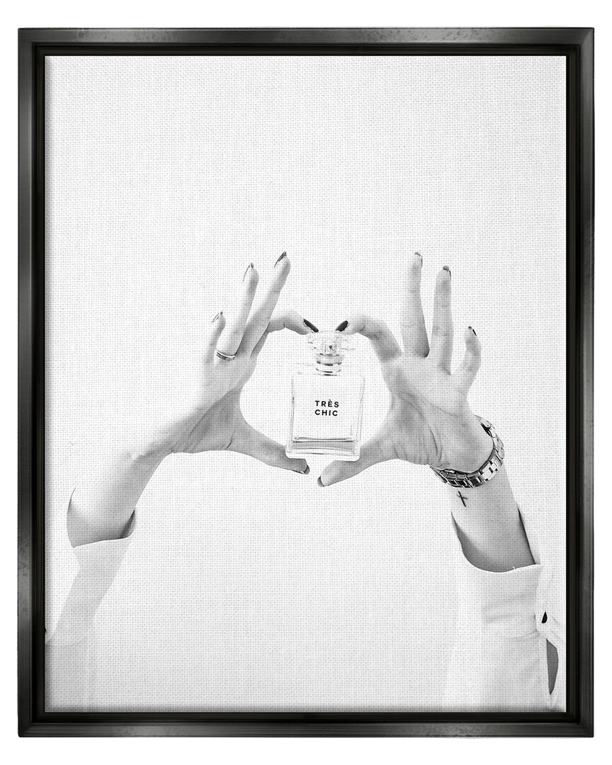 STUPELL TRES CHIC HEART GLAM PERFUME FRAMED FLOATER CANVAS WALL ART BY LEAH STRAATSMA 