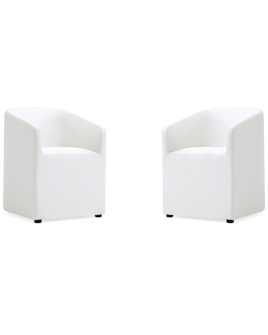 Manhattan Comfort Anna Round Faux Leather Dining Chair In Cream - Se