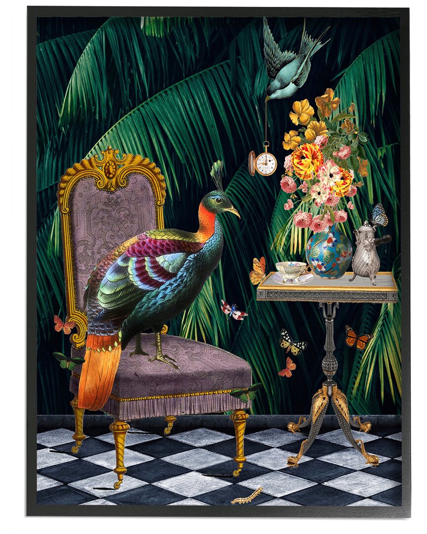 Stupell Regal Peacock On Chair Falling Palm Fronds By Erika C. Brothers Wall Art