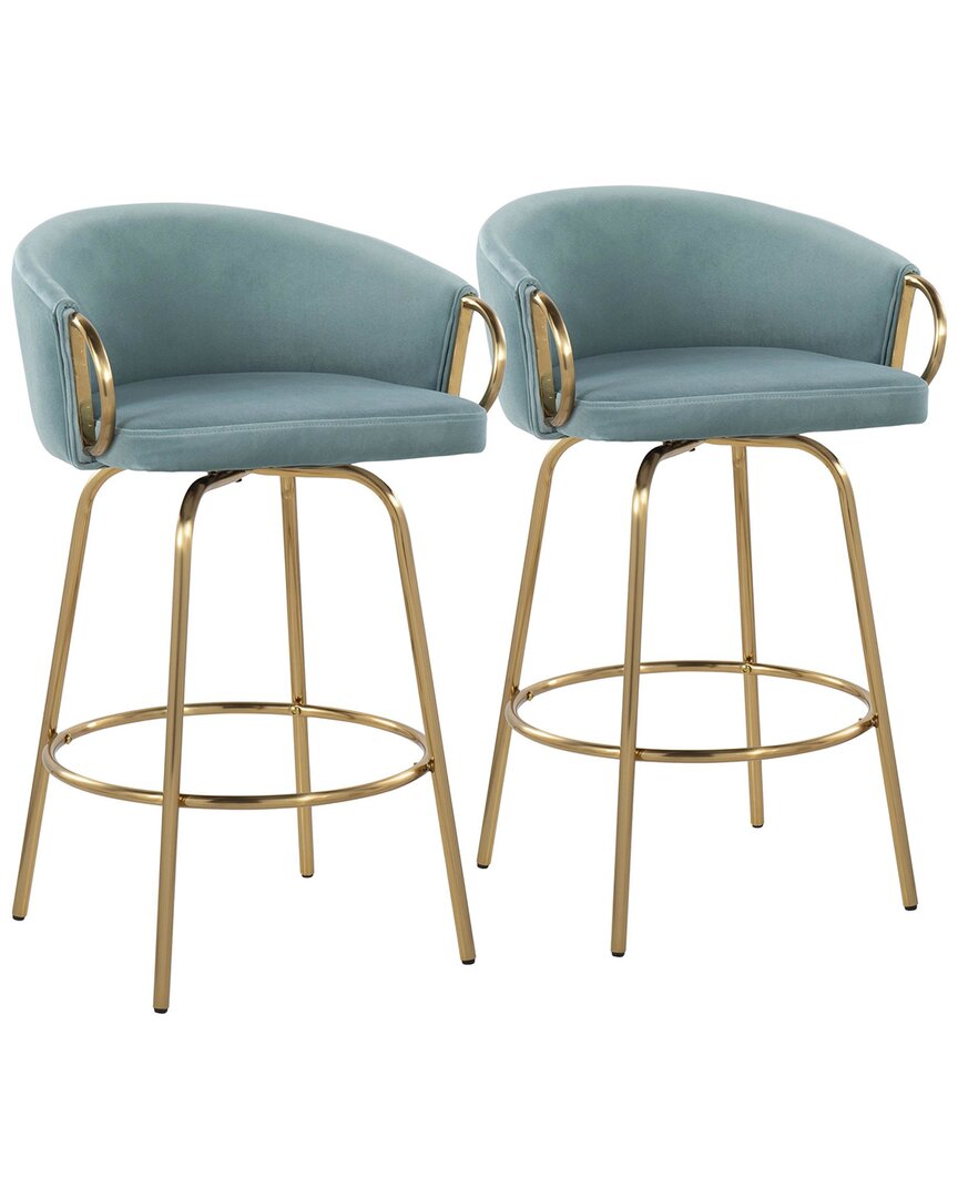 Lumisource Set Of 2 Claire 26in Fixed-height Counter Stools In Gold