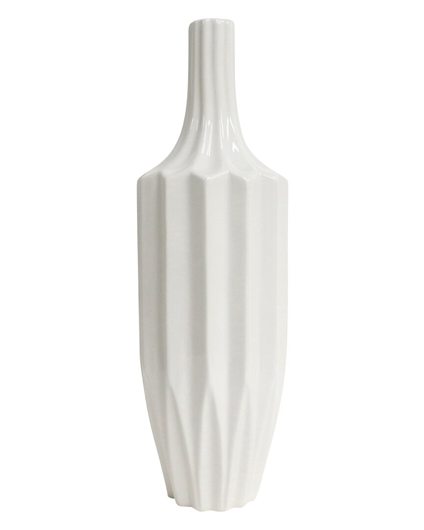 Sagebrook Home 16in Fluted Vase In White