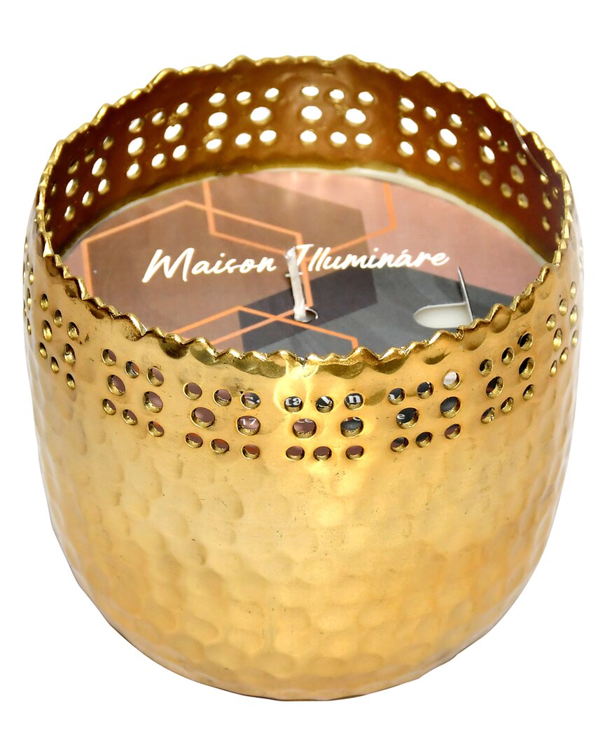 Sagebrook Home 17oz Pierced Border Scented Candle In Gold