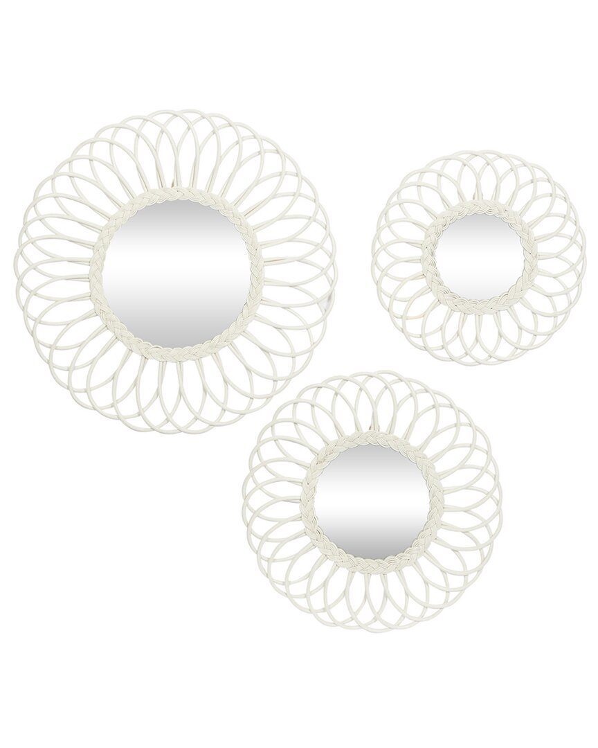 Peyton Lane Set Of 3 Wood Traditional Wall Mirrors In White