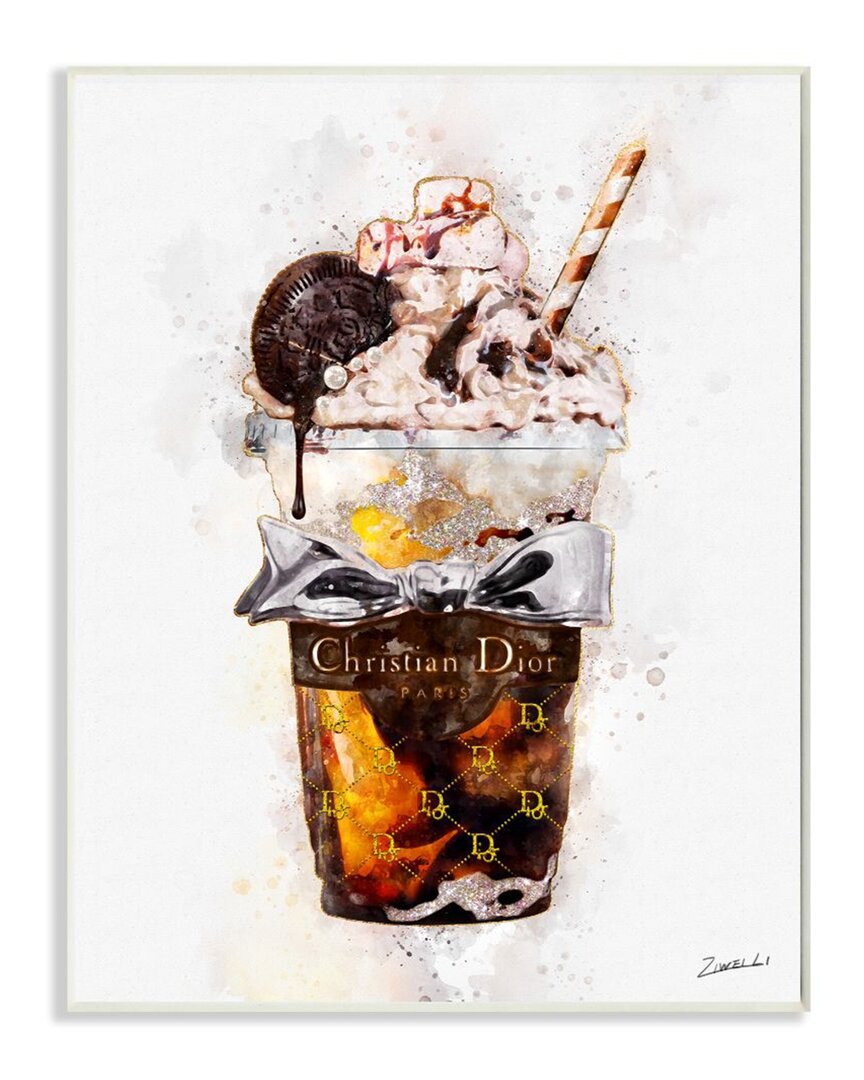 Stupell Fashion Brand Dessert Cup Watercolor Wall Art In Brown