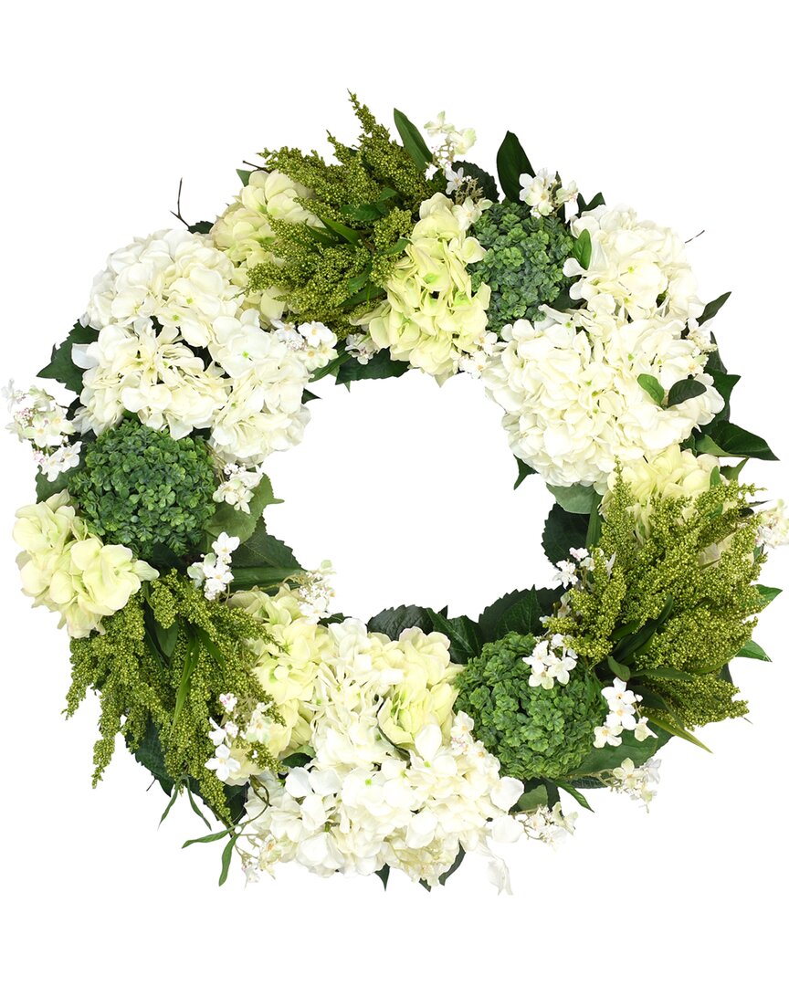 Creative Displays 27in White And Green Wildflower Mixed Floral Wreath