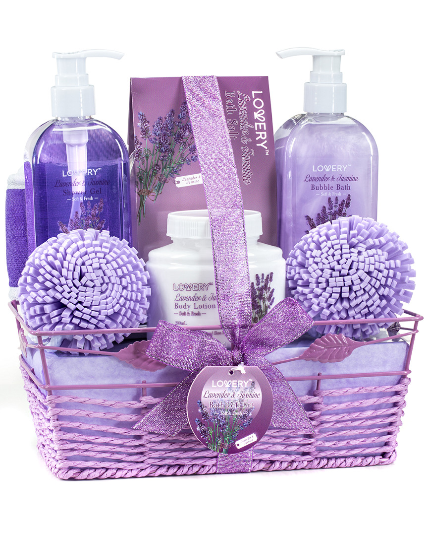 Lovery Home Spa Gift Basket - Lavender & Jasmine Bath And Body Care Package