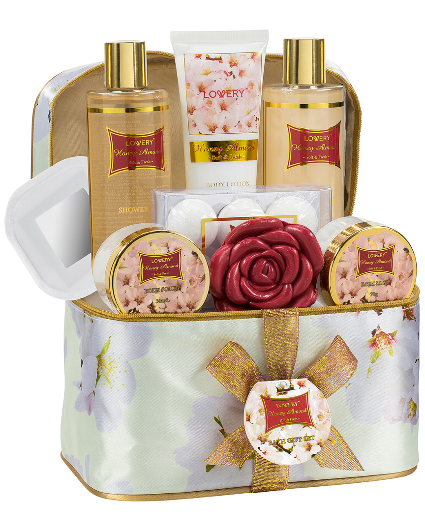 Lovery Bath & Body Gift - Honey Almond Scent Beauty Essentials With Cosmetic Bag