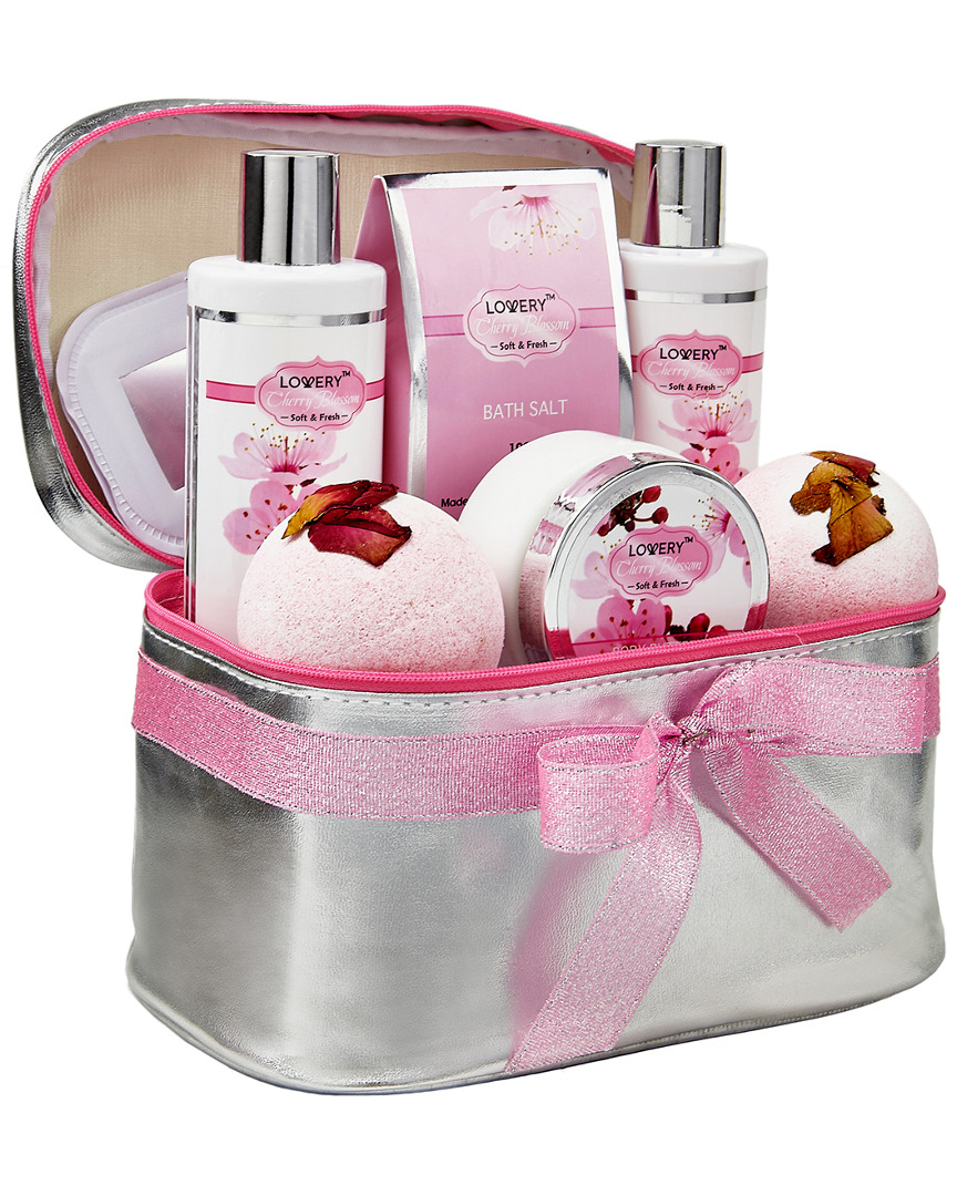 Lovery Bath & Body Spa Gift Set - Cherry Blossom Essentails With Cosmetic Bag