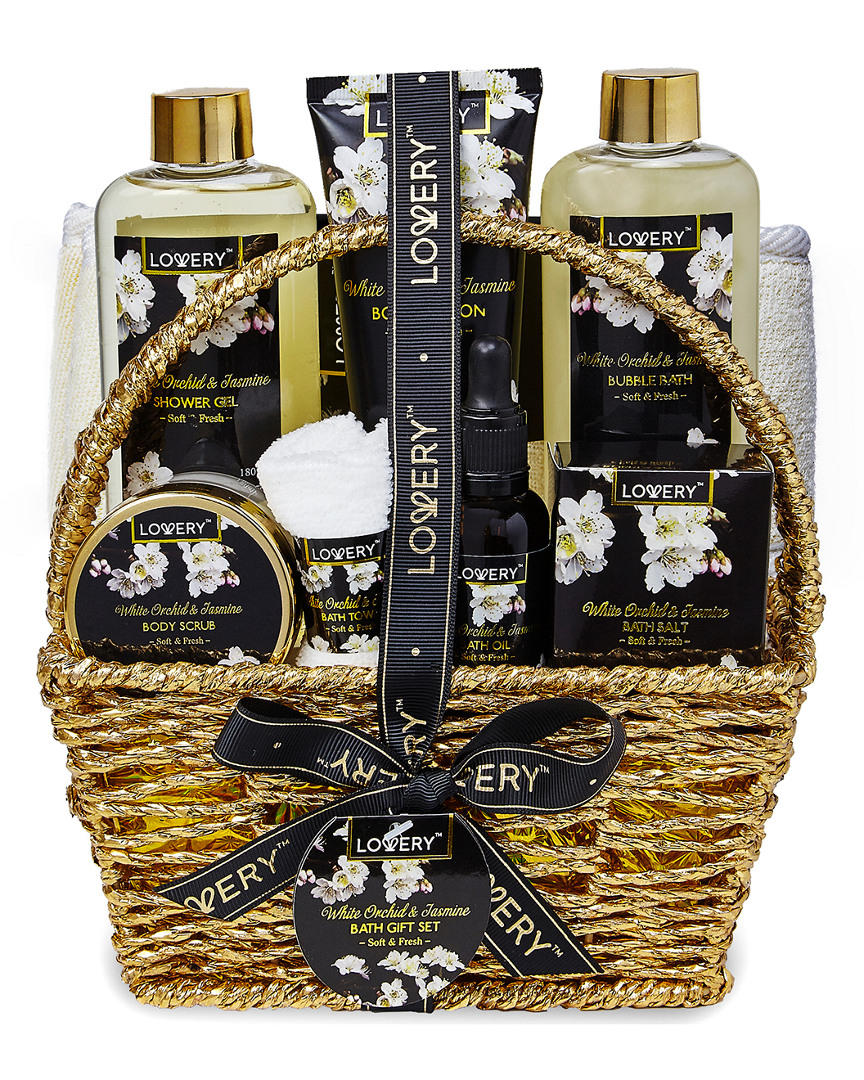 Lovery 9pc White Orchid Self Care Gift Basket