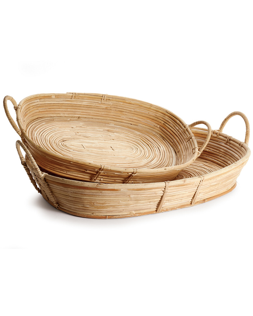 Napa Home & Garden Set Of 2 Cane Rattan Trays With Handles In Natural