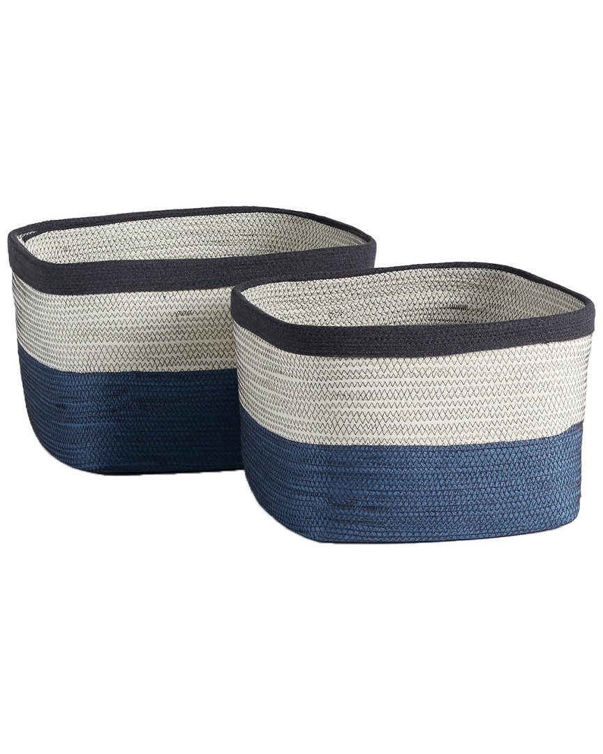 Napa Home & Garden Ayden 2pc Rectangular Basket Set In White/blue