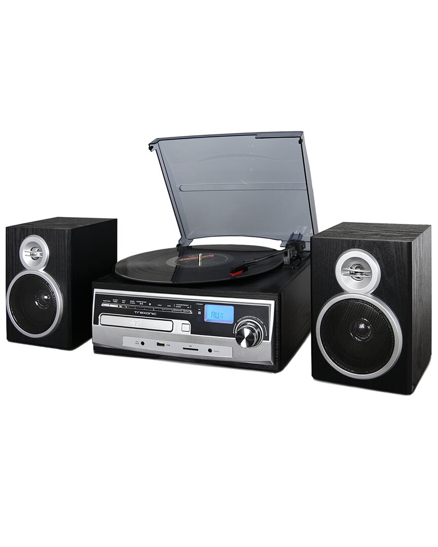 Trexonic 3-speed Vinyl Turntable Home Stereo System In Black
