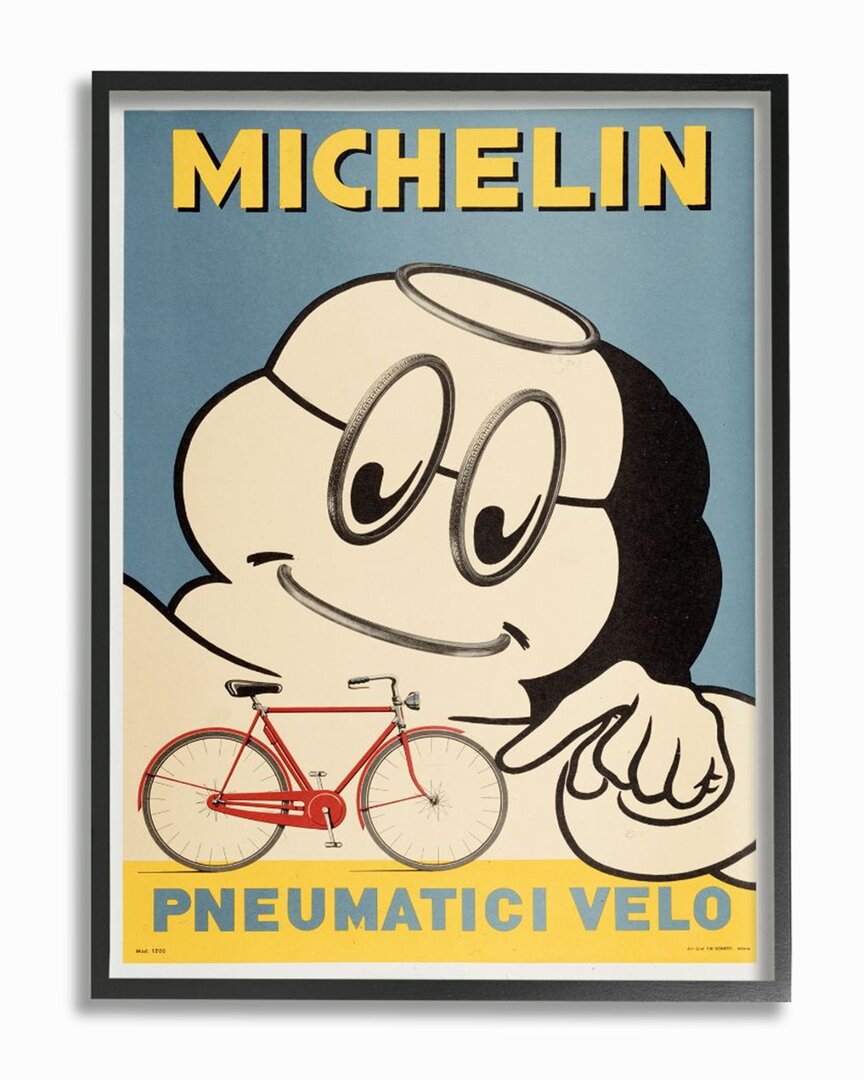STUPELL STUPELL TIRE GUY VINTAGE BICYCLE WHEEL REPAIR ILLUSTRATION WALL ART