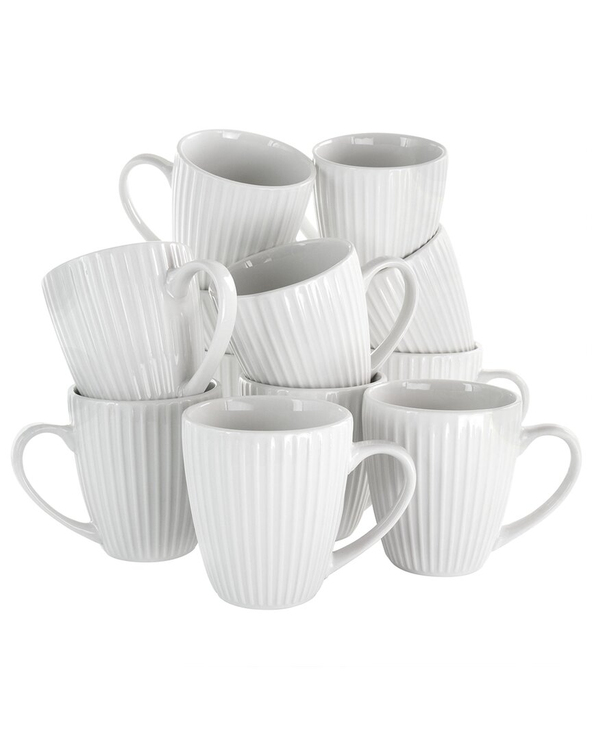 Elama Elle 12Pc Round Porcelain Mug Set