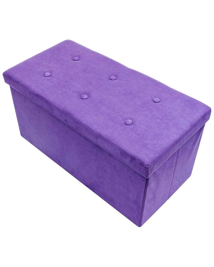 Sorbus Foldable Purple Small Suede Storage Bench