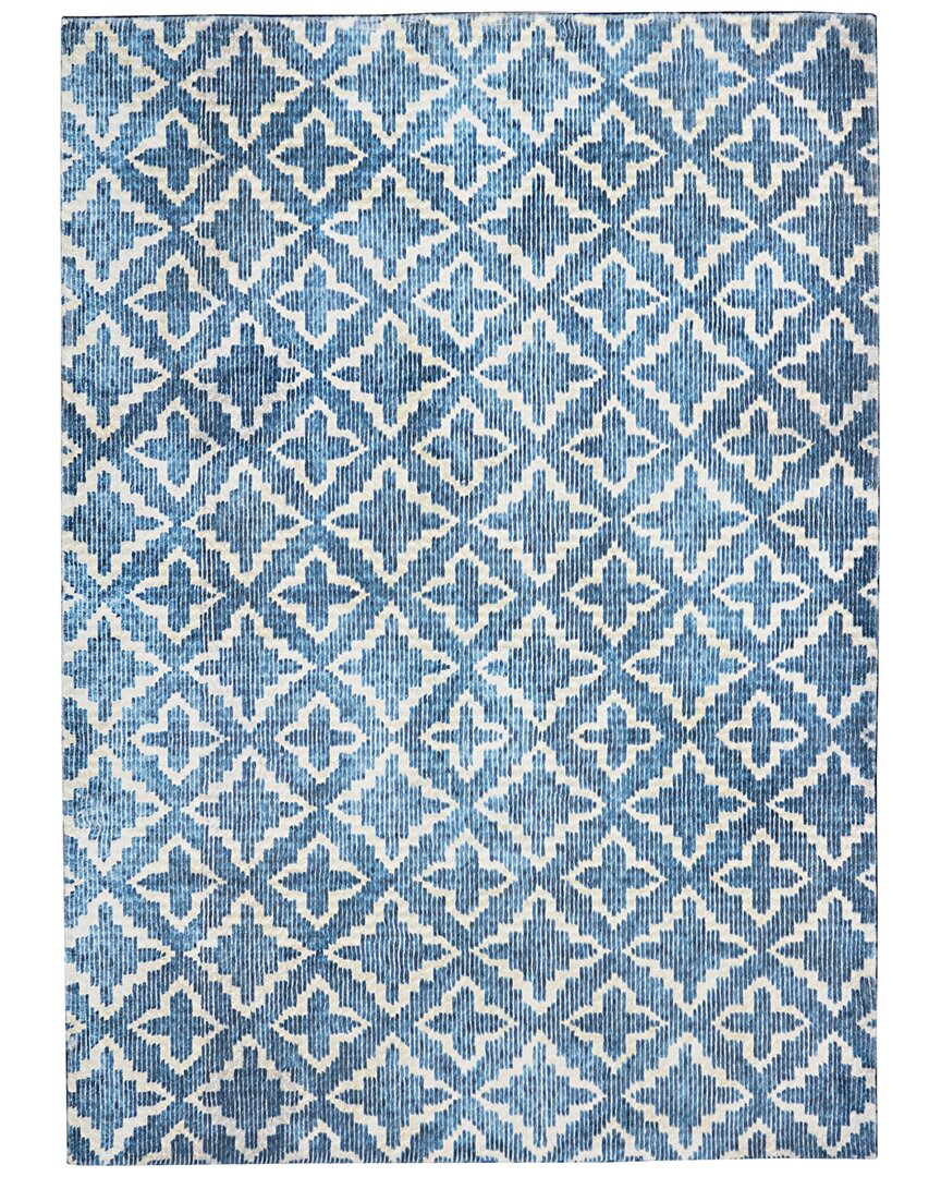 Linon Motif Printed Soft Linear Area Rug In Blue