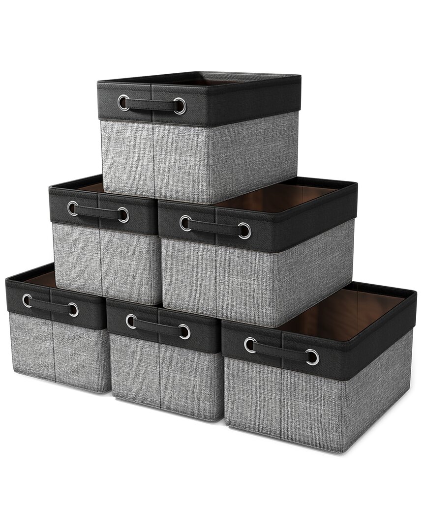 Sorbus 6 Pack Twill Rope Storage Bins For Shelves In Black