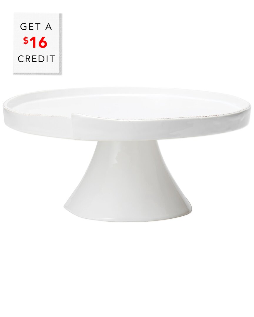 Vietri Lastra White Large Cake Stand With $14 Credit In White